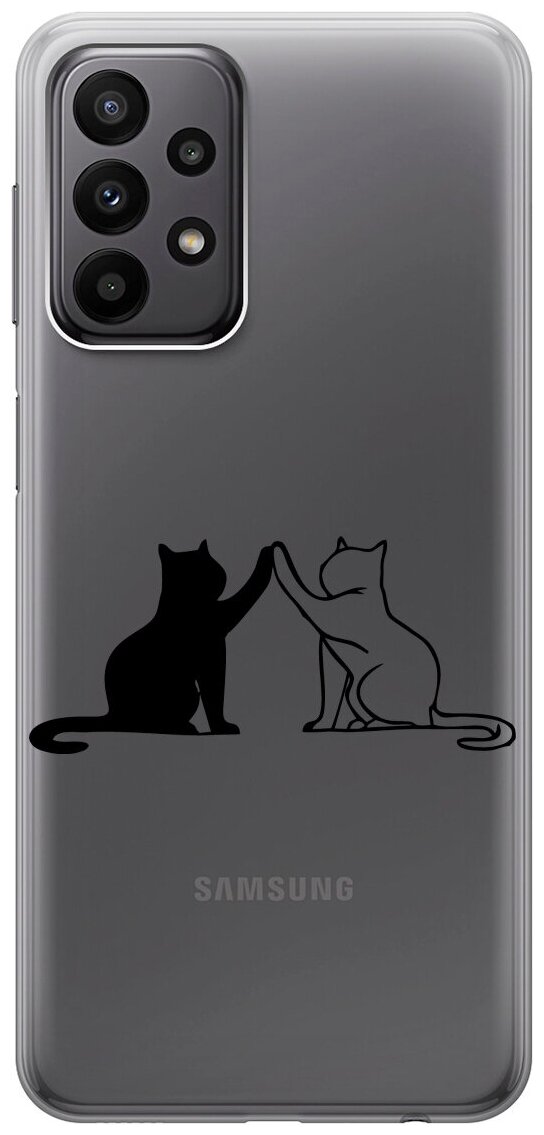 Силиконовый чехол на Samsung Galaxy A23 4G, Самсунг А23 4Г с 3D принтом "Cats" прозрачный