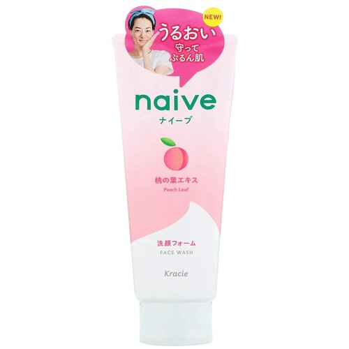 Kracie Naive Пенка для умывания и удаления макияжа с экстрактом листьев персикового дерева 130 г. Япония