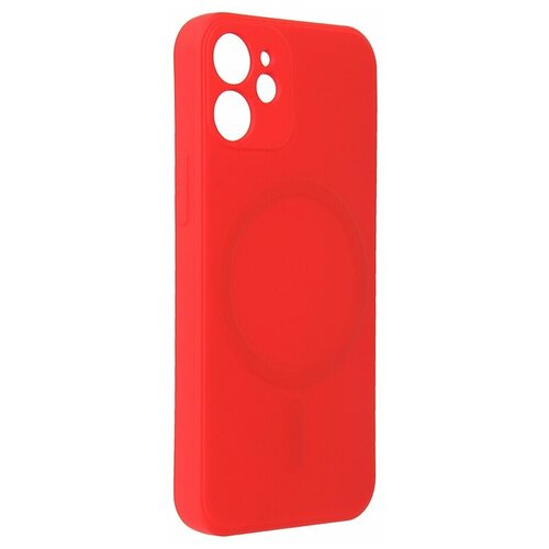 Чехол DF для APPLE iPhone 12 mini c микрофиброй Silicone Red iMagnetcase-01