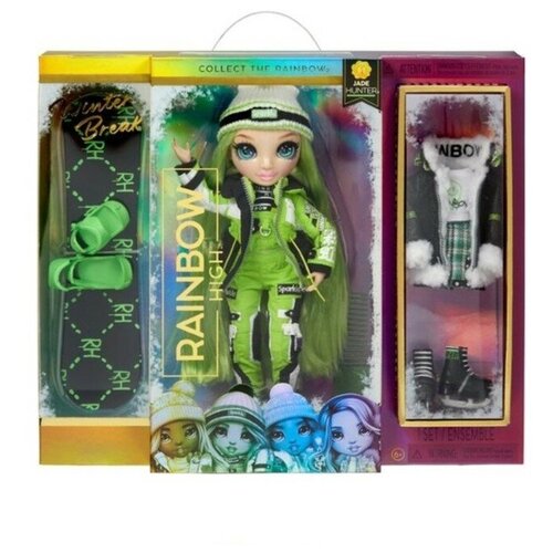 Кукла Winter Break Fashion Doll, Jade Hunter, Rainbow High, зелёная куклы и одежда для кукол rainbow high кукла fashion doll indigo