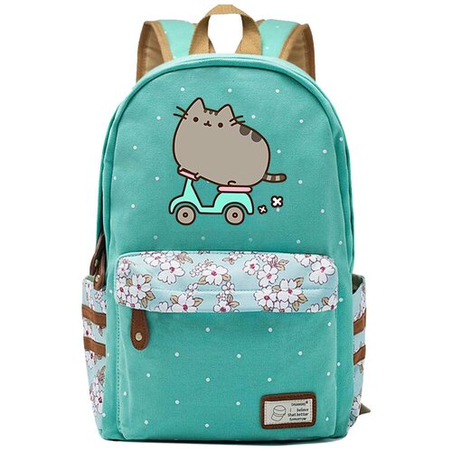 Городской рюкзак Кот Пушин на скутере / Pusheen Cat / Школьный рюкзак с принтом для девочек