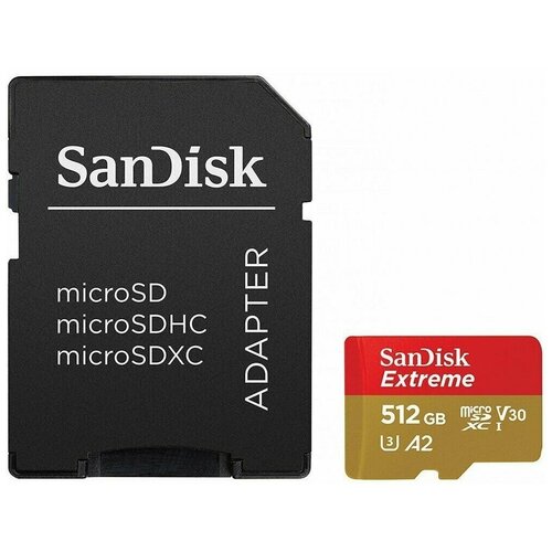 Карта памяти SanDisk 512Gb MicroSD SanDisk Extreme + SD адаптер ( ) (SDSQXA1-512G-GN6MA)