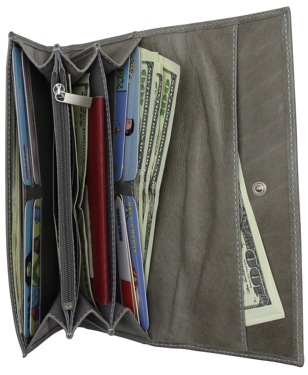 Кошелек RELS, фактура гладкая, серый — фото 1