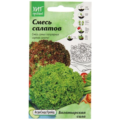 Семена салата АгроСидсТрейд Смесь салатов Богатырская сила 1 г