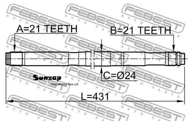 FEBEST 0212-QG15LH полуось левая 21x431x21 (NISSAN ALMERA N16 (UKP) 2000-2006) FEBEST