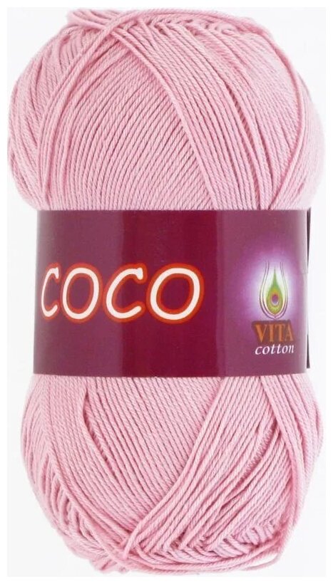 Пряжа хлопковая Vita Cotton Coco (Вита Коко) - 1 моток, 3866 чайная роза, 100% мерсеризованный хлопок 240м/50г