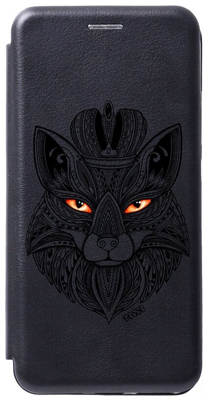 Чехол-книжка на Samsung Galaxy A23 4G, Самсунг А23 4Г с 3D принтом "Fox Queen" черный