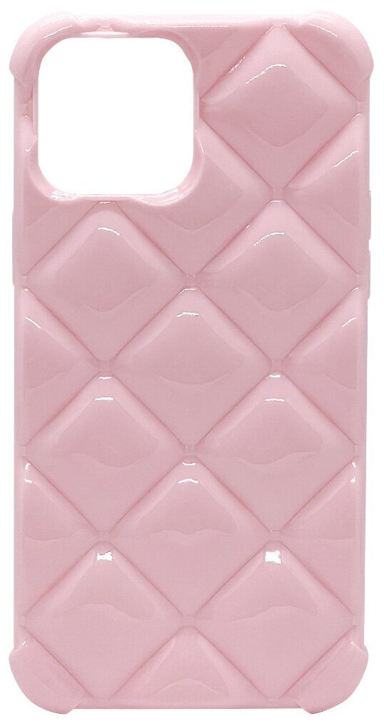 Силиконовый чехол (ромб) для iPhone 13 Pro Max, iGrape (Светло-розовый)