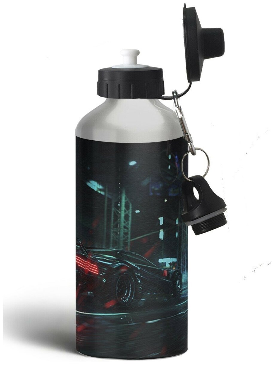 Бутылка спортивная,туристическая фляга, 500мл Машина киберпанк неон - 385