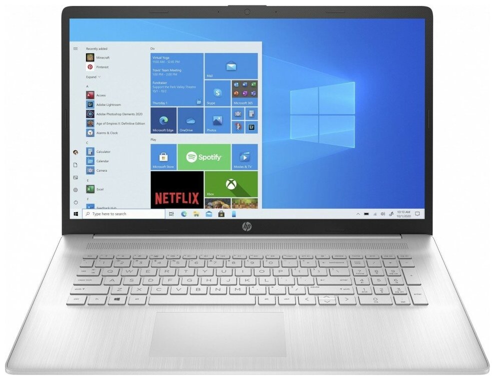 Ноутбук HP 17-cn0112ur 61R57EA Silver Core i3-1125G48G512G SSD173 FHD IPS AGUHD GraphicsWiFiBTWin11 fingerprint