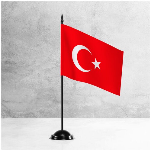 Настольный флаг Турции на пластиковой черной подставке