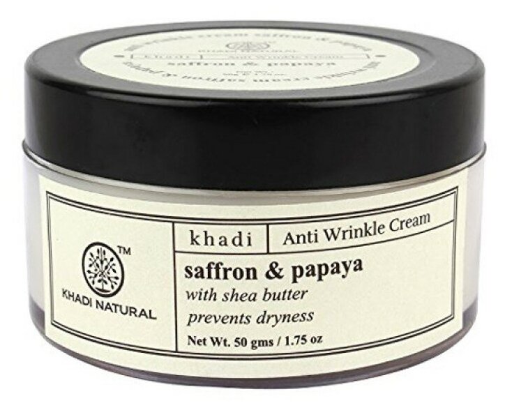 Притив морщин крем для лица с Шафраном и Папайей марки Кхади (Anti Wrinkle Saffron and Papaya cream Khadi), 50 грамм