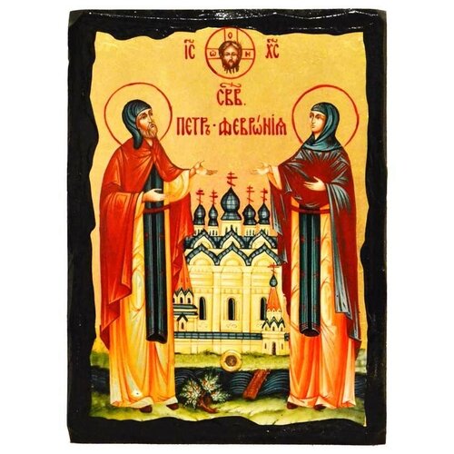 пантелеймон целитель икона с ладаном освященном на святых мощах Петр и Феврония Муромские. Афонская икона под старину с мощевиком.