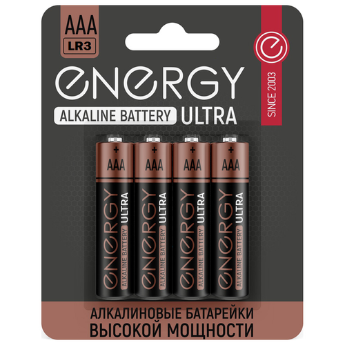 Батарейка Energy Ultra LR03 АAА, в упаковке: 4 шт. батарейка алкалиновая energy ultra lr03 8b аaа