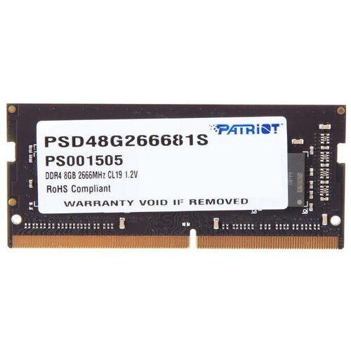 Память DDR4 8Gb 2666MHz Patriot PSD48G266681S Signature RTL PC4-21300 CL19 SO-DIMM 260-pin 12в single rank 334000₽