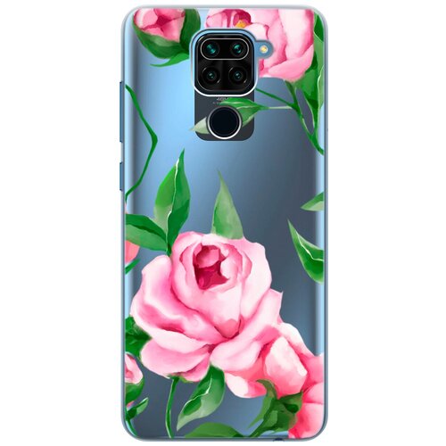 Силиконовый чехол на Xiaomi Redmi Note 9, Сяоми Редми Ноут 9 с 3D принтом Amazing Peonies прозрачный чехол книжка на xiaomi redmi 9 сяоми редми 9 с 3d принтом amazing peonies золотистый