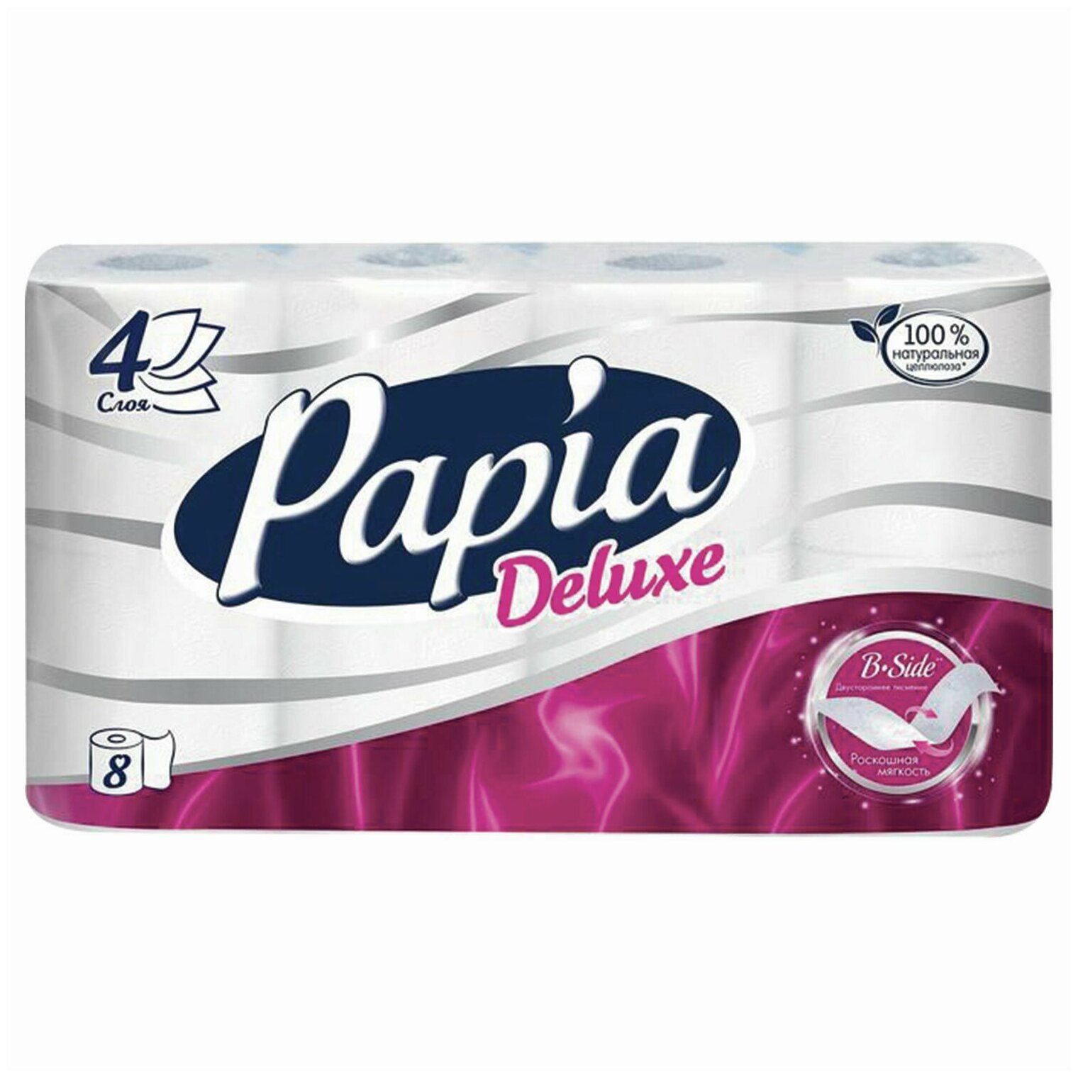 Туалетная бумага Hayat Papia De Lux белая 4 слоя 8 рулонов (5031372) - фото №8