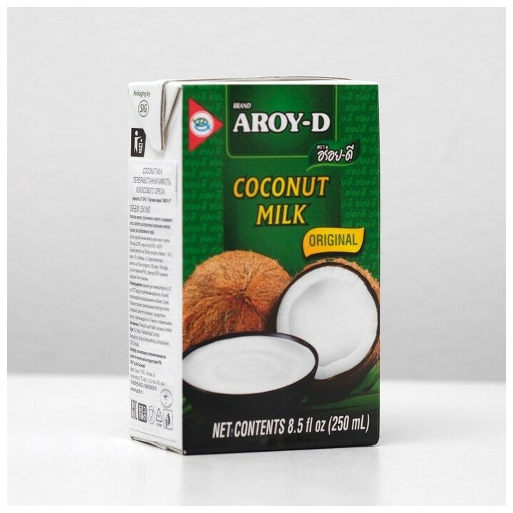 Кокосовое молоко AROY-D, растительные жиры 17-19%, Tetra Pak, 250 мл - фотография № 2