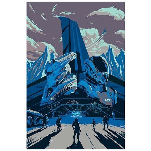 Картина по номерам на холсте Игра Mass Effect (Тейн, Лиара, Тали, Миранда, Джек) - 8052 В 60x40