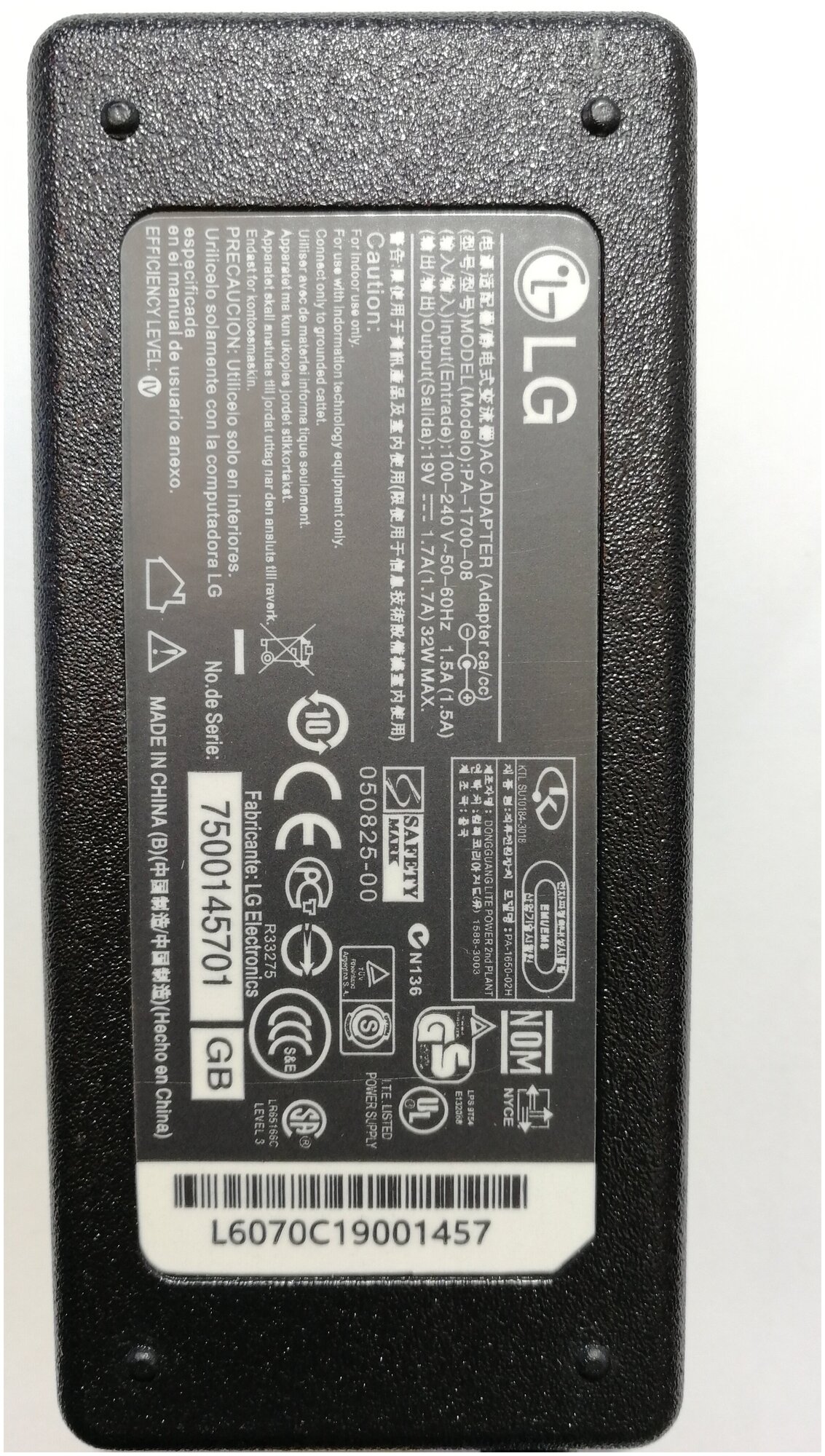 Блок питания для монитора LG 19V 1.7A (6.5 x 4,4mm) 32W L321906544 OEM