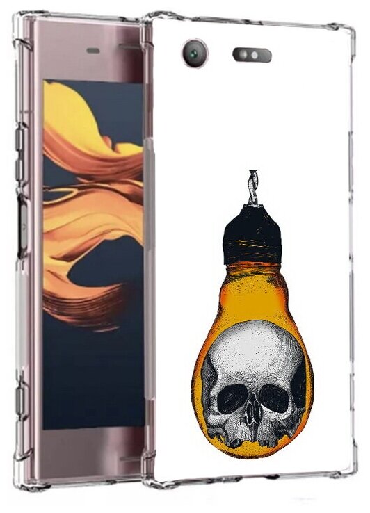 Чехол задняя-панель-накладка-бампер MyPads череп в лампочке для Sony Xperia XZ1 Compact G8441 противоударный