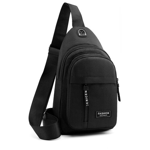 фото Рюкзак мужской водонепроницаемый холщовый однолямочный 30х17 см, черный bsbags