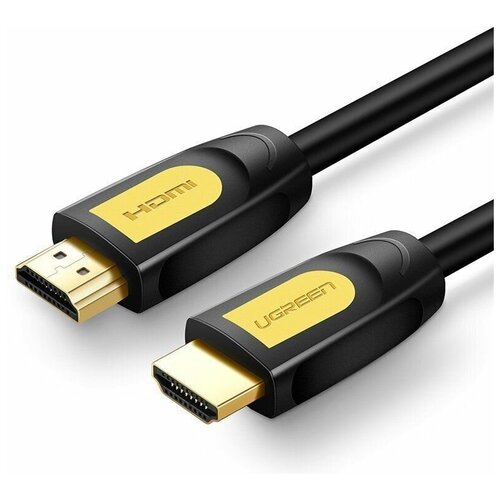 Кабель UGREEN HD101 HDMI, цвет желтый/черный, 1.5 м кабель ugreen hd101 10170 hdmi male to male round cable 10м желто черный