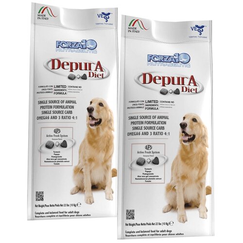 FORZA10 DOG DEPURA ACTIVE для взрослых собак всех пород для детоксикации и поддержки иммунитета (10 + 10 кг) функциональный корм для собак веда фитомины для укрепления и восстановления суставов 100таб