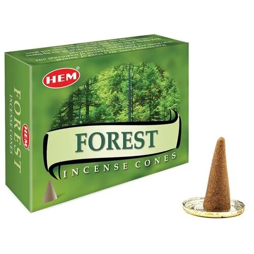 HEM Лес - 10 шт, ароматические благовония, конусовидные, конусы с подставкой, Forest - ХЕМ