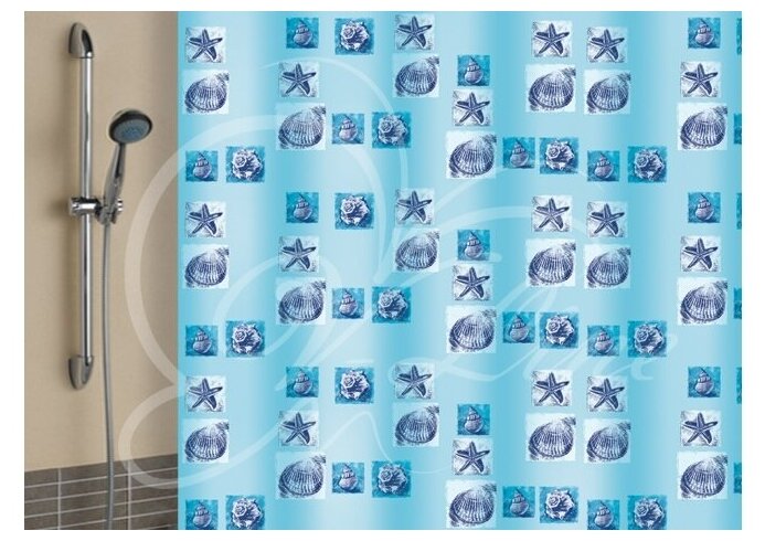 Шторы для ванн вилина ракушки голубые NEW - фотография № 2