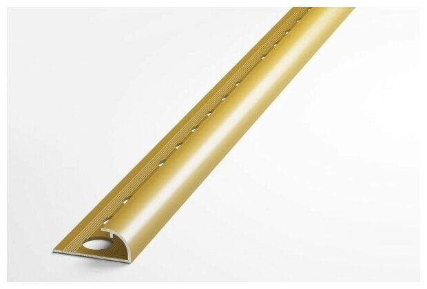 Профиль полукруглый ( J-образный ) алюминиевый для плитки до 9 мм, лука ПК 03-9.2700.02л, длина 2,7м, 02л - Анод золото матовое