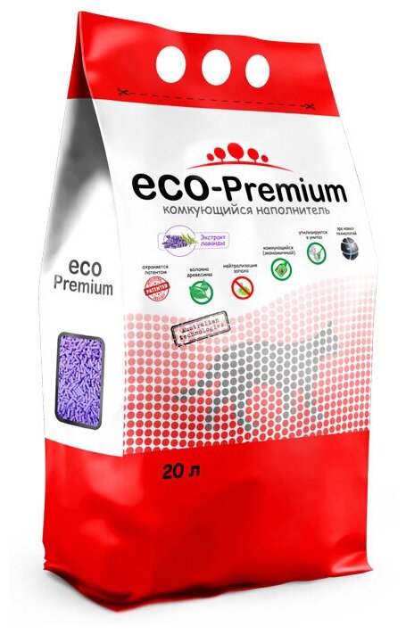 Наполнитель для кошачьего туалета ECO Premium древесный, комкующийся с ароматом лаванды 20 кг - 55 л - фотография № 4