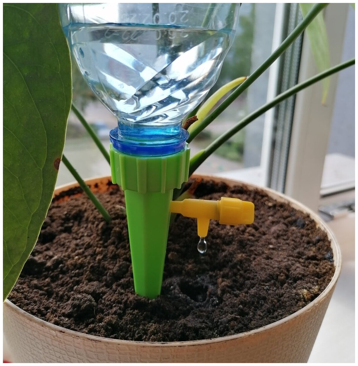 Конусы с краном 10шт на бутылку для автономного капельного полива самополива домашних растений. Насадка поливалка автополивалка комнатных цветов - фотография № 3
