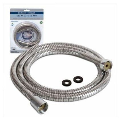 Шланг для душа растягивающийся GS GLA-15П из полированной нержавеющей стали 150-190см.  переходной. Присоединение 1/2