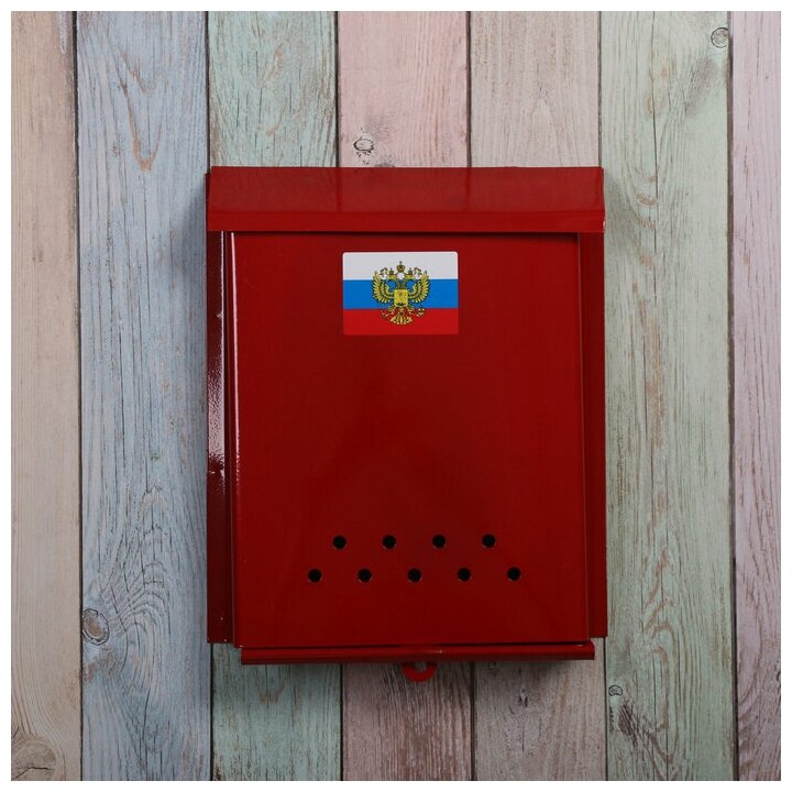 Ящик почтовый без замка (с петлёй), вертикальный, Почта, бордовый - фотография № 2