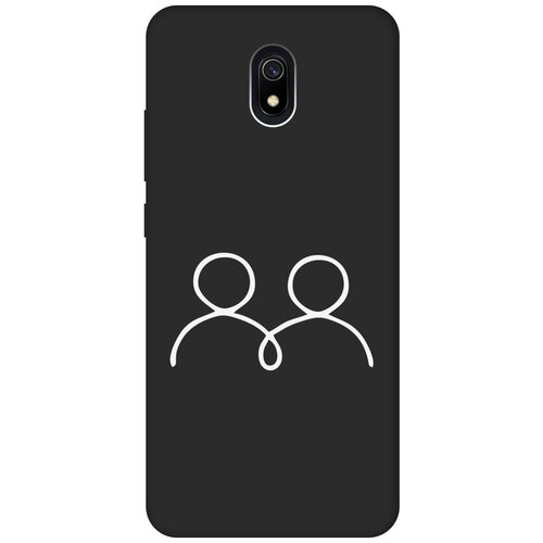 Матовый Soft Touch силиконовый чехол на Xiaomi Redmi 8A, Сяоми Редми 8А с 3D принтом Couple Lines W черный матовый soft touch силиконовый чехол на xiaomi redmi 7a сяоми редми 7а с 3d принтом couple lines w черный