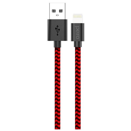 Дата-кабель PERO DC-04 8-pin Lightning, 2А, 1м, Red-black кабель arnezi usb lightning угловой 1 м черный