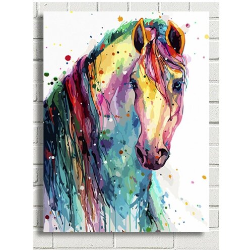 картина по номерам лошадь на берегу 9002 г 30x40 Картина по номерам красочная лошадь - 8904 В 30x40