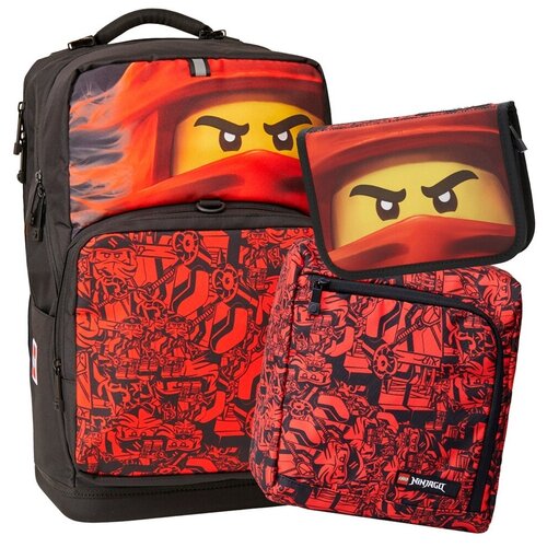 Школьный рюкзак LEGO Maxi - NINJAGO - Red - с сумкой для обуви и наполненным пеналом