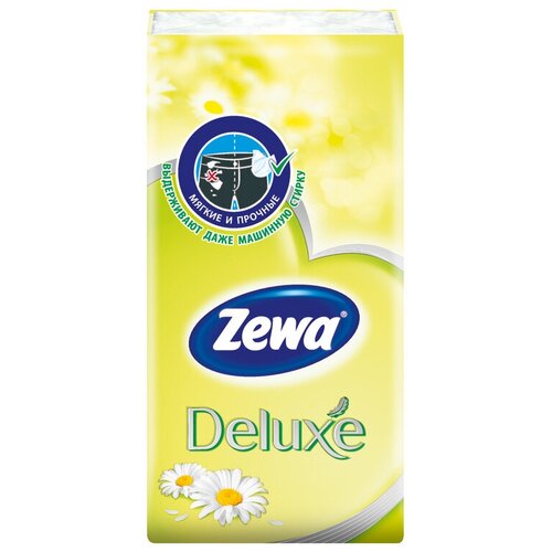 Зева Делюкс / Zewa Deluxe - Бумажные платочки ромашка 10 шт платочки zewa deluxe клубника 21 х 21 см 10 пачек