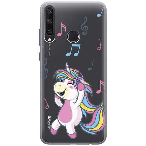 Силиконовый чехол с принтом Musical Unicorn для Huawei Y6P / Хуавей У6Р матовый чехол musical unicorn для huawei y6p хуавей у6р с 3d эффектом розовый