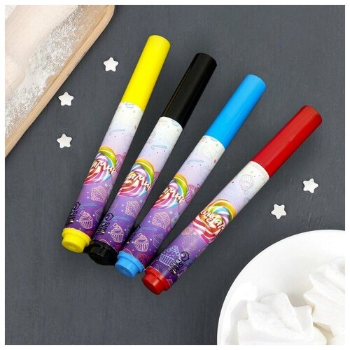 Набор фломастеров с пищевыми красителями 4 цвета пищевые маркеры кондитерские фломастеры 450₽