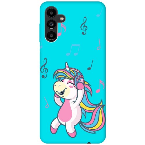 Матовый чехол Musical Unicorn для Samsung Galaxy A13 5G / Самсунг А13 с 3D эффектом бирюзовый матовый чехол musical unicorn для samsung galaxy a01 самсунг а01 с 3d эффектом бирюзовый