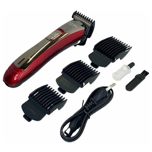 Машинка для стрижки волос Cronier CR-9011 Триммер для стрижки бороды и усов 4 насадки Красный 99800₽