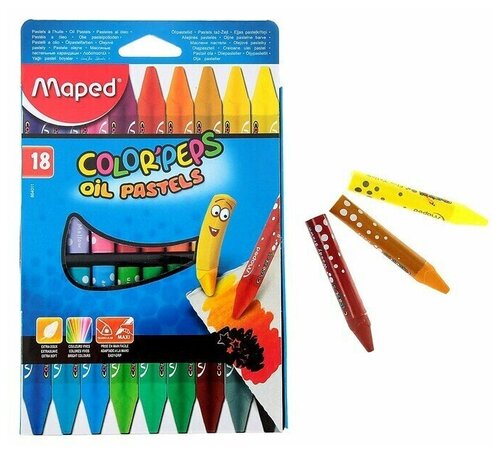 Товары для художников Maped Пастель масляная ColorPeps Oil Pastel 18 цв., треуг.корпус, супер мягкая
