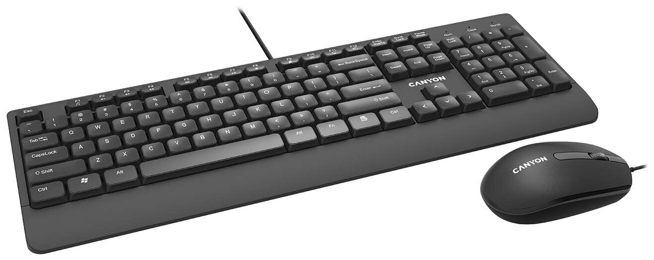 Комплект проводной клавиатуры и оптической мыши Canyon CNE-CSET4-RU черный