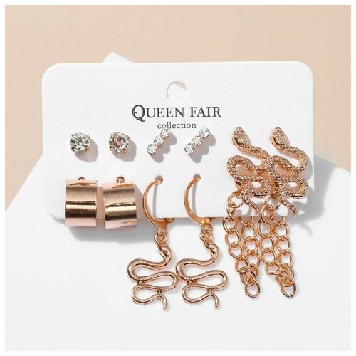 Серьги пусеты Queen Fair, золотой, желтый серьги пусеты queen fair желтый золотой