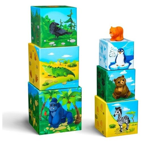 Развивающая игра ЛАС ИГРАС Умные кубики. Изучаем животных, от 1 года, 6 кубиков, игрушка развивающая игра лас играс умные кубики изучаем цифры от 1 года