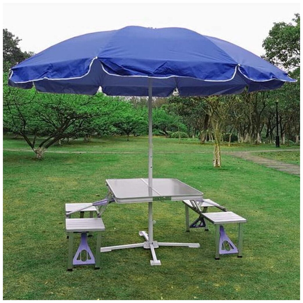 Зонт пляжный 2,4 м синий - фотография № 2