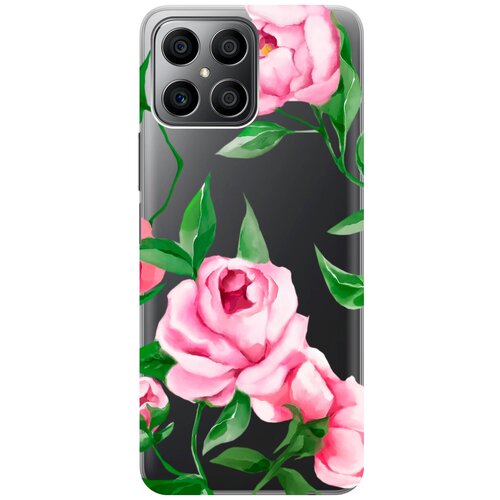 Силиконовый чехол на Honor X8, Хонор Икс 8 с 3D принтом Amazing Peonies прозрачный силиконовый чехол на honor 70 хонор 70 с 3d принтом amazing peonies прозрачный